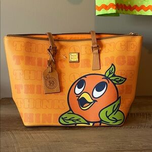 Dooney & Bourke Epcot Flower and Garden 2025 Festival Orange Bird Tote Bag